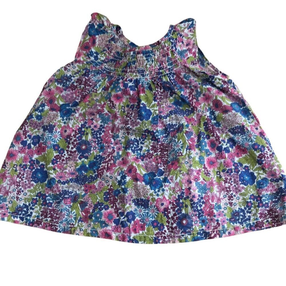 Peek Little Peanut Smocked Floral Sundress Baby size 6 - 12 M Pink Green White